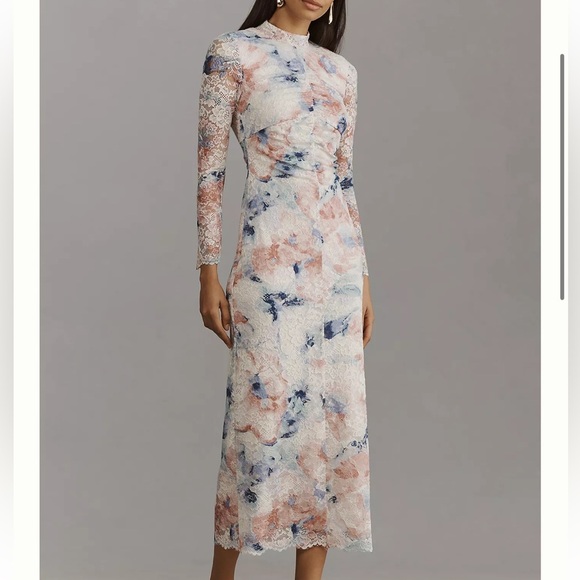 Anthropologie Dresses & Skirts - Anthropologie Mock-Neck Fitted Lace Dress Sz M